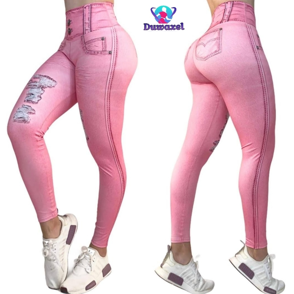 Women's Colombians Leggins. Style Jean. Pink. One Size